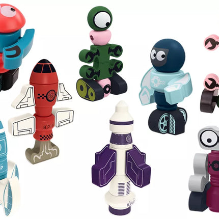 Magnetinių kaladėlių erdvėlaivio rinkinys, 56 detalės. Magnetinis raketų rinkinys