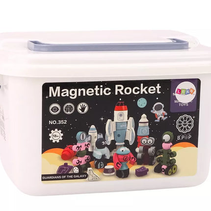 Magnetinių kaladėlių erdvėlaivio rinkinys, 56 detalės. Magnetinis raketų rinkinys