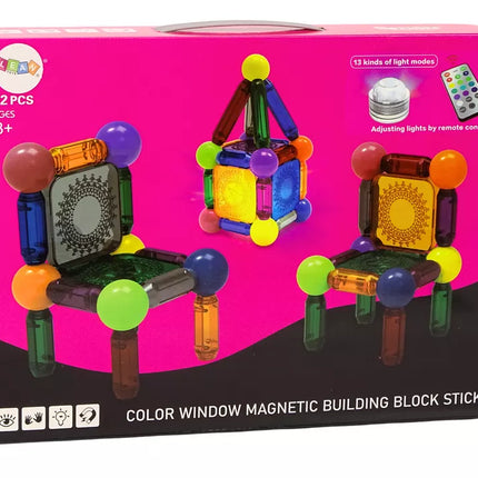 Magnetinių kaladėlių rinkinys su apšvietimu, 32 elementai