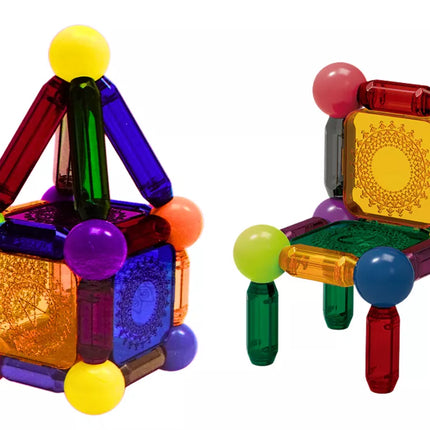 Magnetinių kaladėlių rinkinys su apšvietimu, 32 elementai