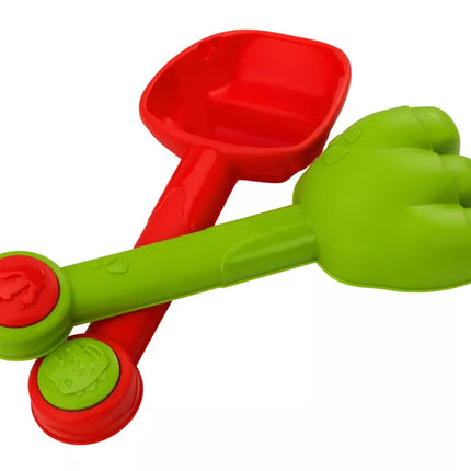 Smėlio kibirėlių rinkinys su dušo laistytuvu ir formelių dinozaurų rinkiniu