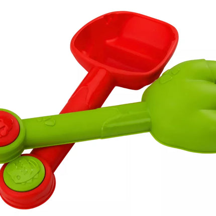 Smėlio kibirėlių rinkinys su dušu, mentele, grėbliu, formelėmis, dinozaurais