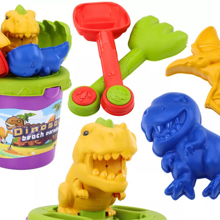 Smėlio rinkinys, kibirėlis, mentelė, grėblys, formelės, dinozaurai