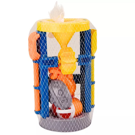 Smėlio žaislai, didelis malūnėlis, mentelė, grėblys, laistytuvas, formelės