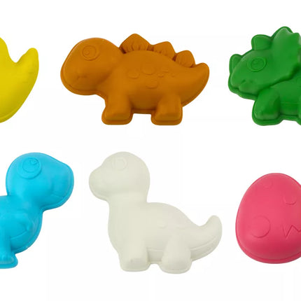 Toczka smėlio žaislų rinkinys, šešios formelės, laistytuvas, dinozaurai