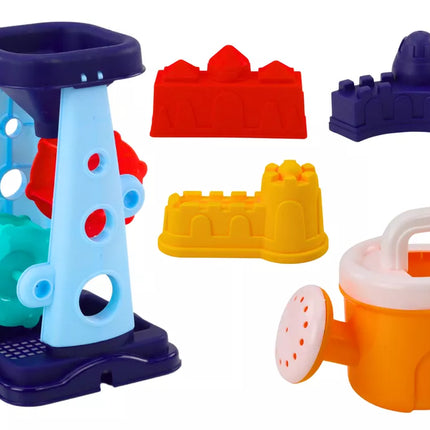 Smėlio žaislų rinkinys, smulkintuvas, irklai, laistytuvas, mėlynas