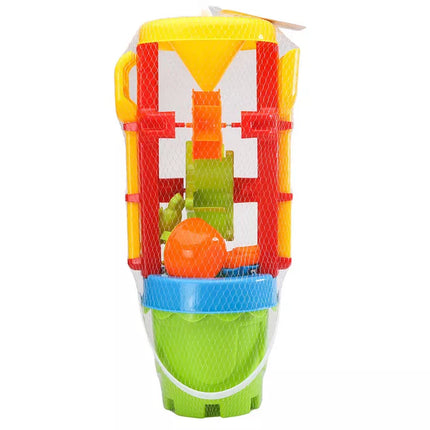 Smėlio žaislų rinkinys, didelis malūnėlis, kibirėlis, spalvingos formelės