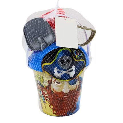 Pirato smėlio rinkinys, kibirėlis, laistytuvas, sietelis, 6 dalių rinkinys.