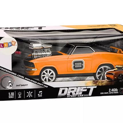 Nuotoliniu būdu valdomas automobilis 1:18 Drift 360 Šviesos Garsai Oranžinis