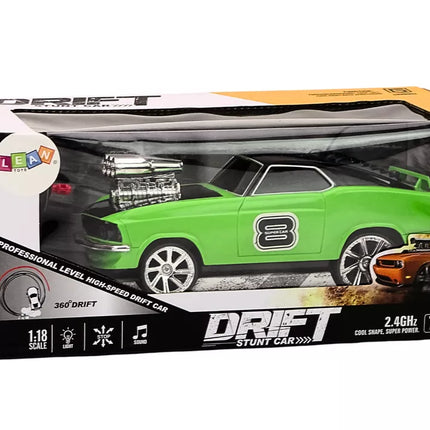 Nuotoliniu būdu valdomas automobilis 1:18 Drift 360 Šviesos Garsai Žalias