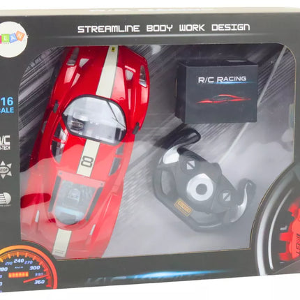 Nuotoliniu būdu valdomas sportinis automobilis 1:16 R/C raudonas