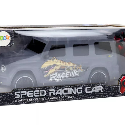 RC Nuotoliniu būdu valdomas automobilis su dinozauru, 1:10 mastelis, pilkas
