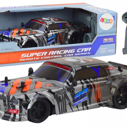 Nuotoliniu būdu valdomas sportinis automobilis RC 1:18, pilkas