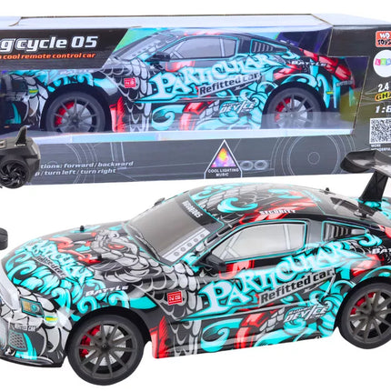 Didysis nuotoliniu valdomas RC sportinis automobilis 1:8 Šviesos garsai Grafičiai