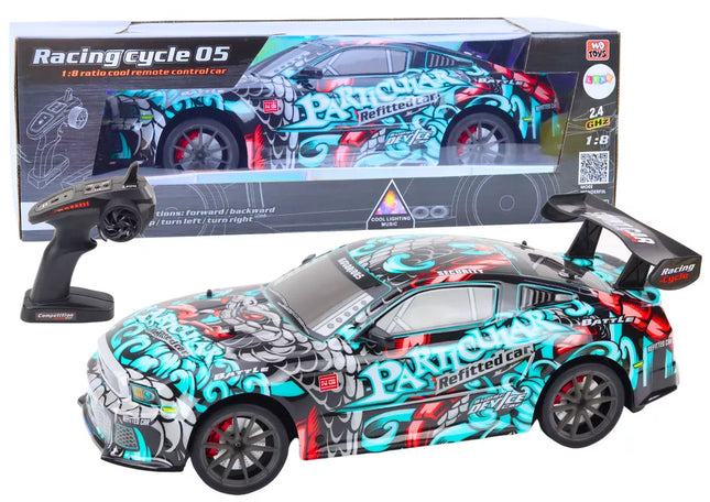 Didysis nuotoliniu valdomas RC sportinis automobilis 1:8 Šviesos garsai Grafičiai
