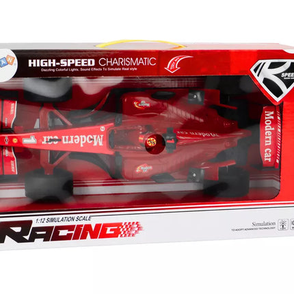Sportinis lenktyninis automobilis su pavara 1:12 raudonas, su garsais
