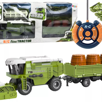 Kombainas žemės ūkio mašina grūdų RC nuotoliniu būdu valdoma priekaba žalia