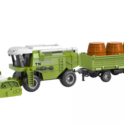 Kombainas žemės ūkio mašina grūdų RC nuotoliniu būdu valdoma priekaba žalia