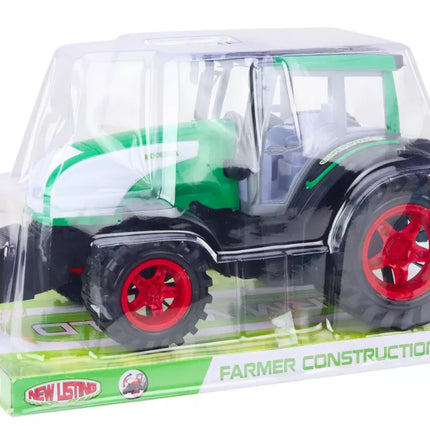 Didelis žemės ūkio traktorius, varomas žalia spalva