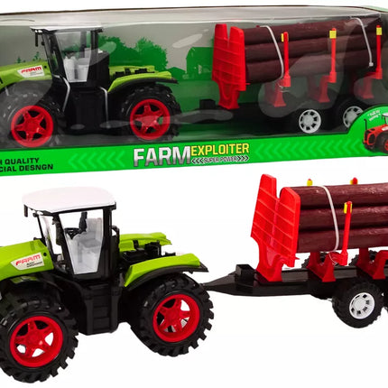 Ūkinis traktorius su medine priekaba 9 Bali medžiai Žalias pavara