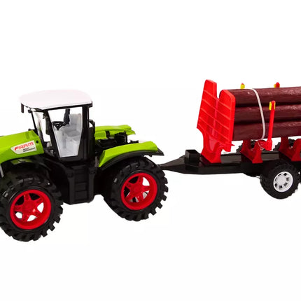 Ūkinis traktorius su medine priekaba 9 Bali medžiai Žalias pavara