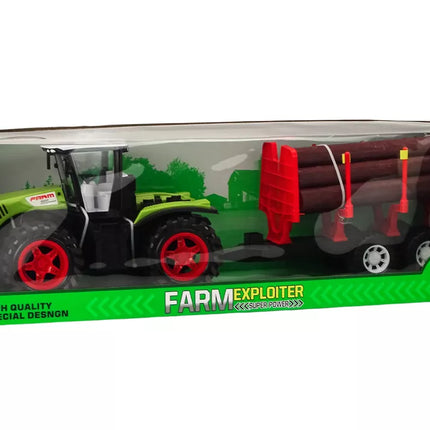 Ūkinis traktorius su medine priekaba 9 Bali medžiai Žalias pavara