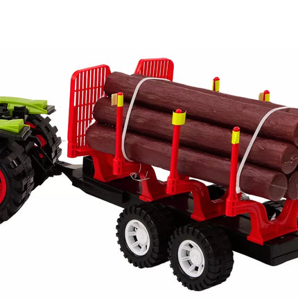 Ūkinis traktorius su medine priekaba 9 Bali medžiai Žalias pavara