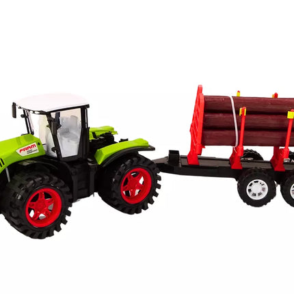 Ūkinis traktorius su medine priekaba 9 Bali medžiai Žalias pavara