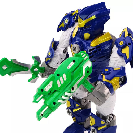 Žaislinis roboto ginklas – grąžtas, atsuktuvas, šviesa ir garsas, tamsiai mėlynas