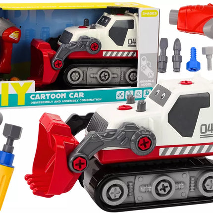 Animacinis vikšrinis ekskavatorius "pasidaryk pats" baltas