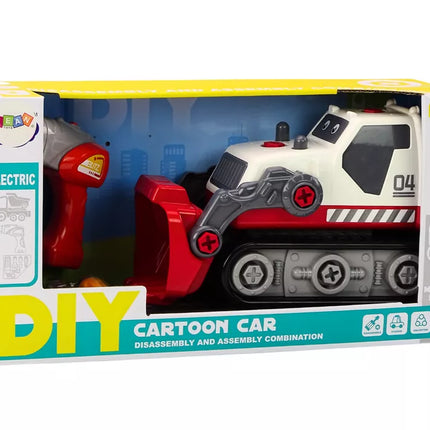 Animacinis vikšrinis ekskavatorius "pasidaryk pats" baltas