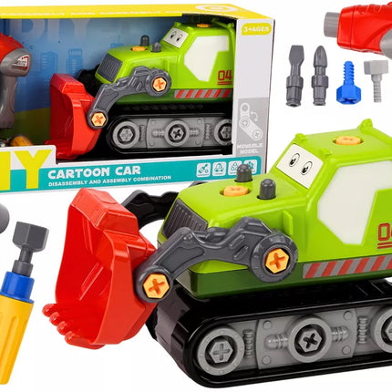 Žaislinis ekskavatorius "Cartoon Crawler" surinkimo rinkinys "Pasidaryk pats", žalias