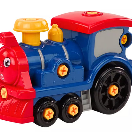 Animacinis besisukantis lokomotyvas "pasidaryk pats" tamsiai mėlynas