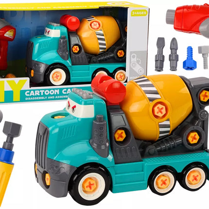 Animacinis betono maišyklės automobilis "Pasidaryk pats" besisukantis turkio spalvos