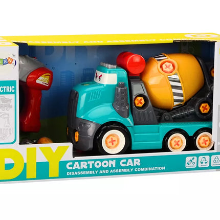 Animacinis betono maišyklės automobilis "Pasidaryk pats" besisukantis turkio spalvos