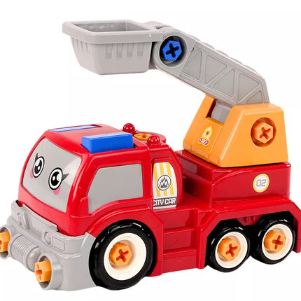 Išardomas animacinis sunkvežimis „pasidaryk pats“ raudonas