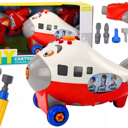 Animacinis lėktuvas su pasuktais sparnais "Pasidaryk pats" raudonas