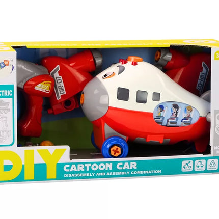 Animacinis lėktuvas su pasuktais sparnais "Pasidaryk pats" raudonas