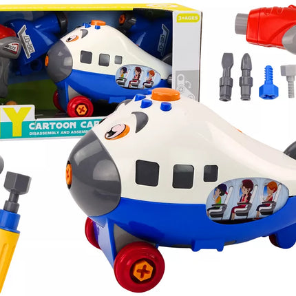 Animacinis lėktuvas su pasuktais sparnais „pasidaryk pats“, mėlynas