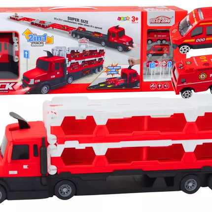 Lora autovežių lenktynių trasa 2in1 Šviesos Garsai Ženklai Automobiliai Raudona