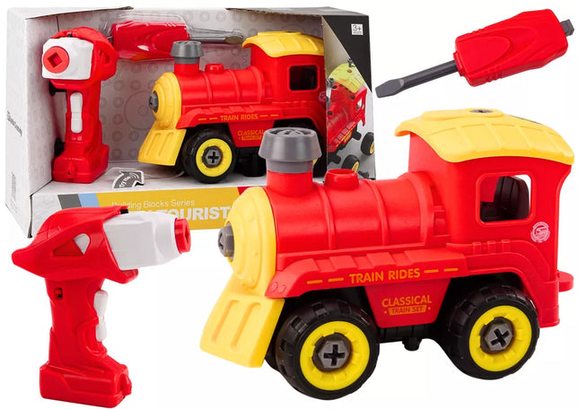 Nuotoliniu būdu valdomas RC besisukantis lokomotyvas, raudonas