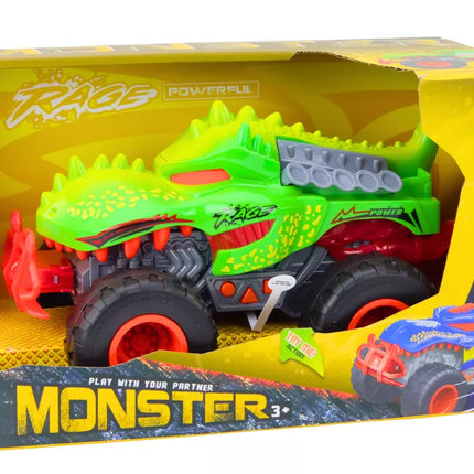 Visureigis automobilis Dinozauras T-Rex Šviesos Garsai Važiuoja Žalias