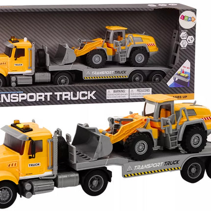 Lora Sunkvežimis Ekskavatorius Šviesos Garsai Važiuoja Geltonas