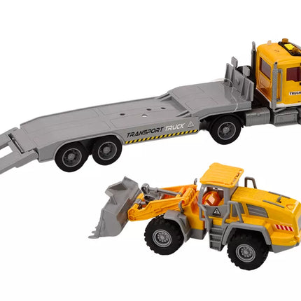 Lora Sunkvežimis Ekskavatorius Šviesos Garsai Važiuoja Geltonas