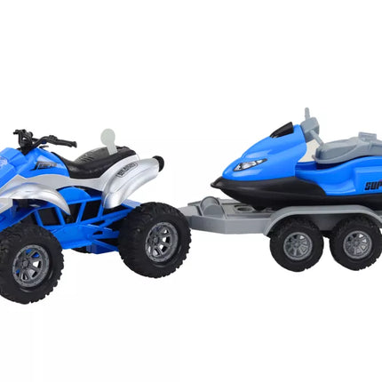 Keturratis su priekaba valčiai ir vandens motociklui transportuoti