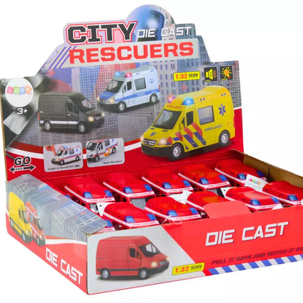 Gaisrinė mašina 1:32 Atidaromos durys Šviesos Garsai Važiuoja Raudona