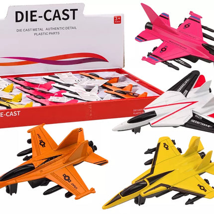 Žaislinis reaktyvinis naikintuvas su frikciniu varikliu, metalinis