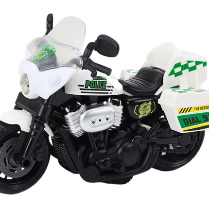 Policijos motociklas 1:10 Šviesos Garsai Baltas Raudonas