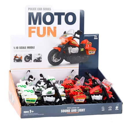 Policijos motociklas 1:10 Šviesos Garsai Baltas Raudonas