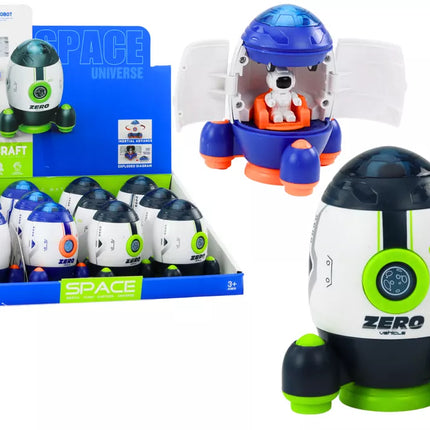 Mažas atidaromas kosminis laivas su figūrėle ir transporto priemone